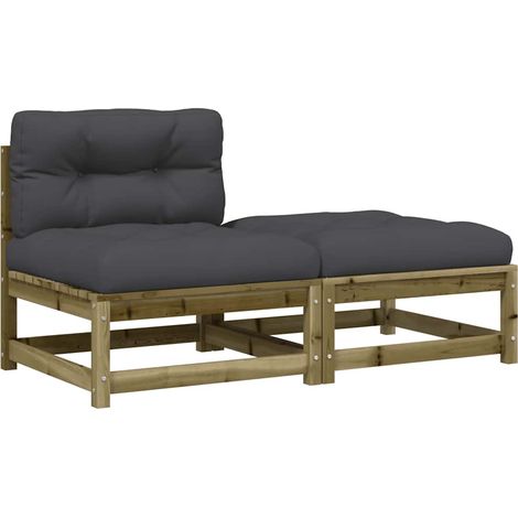 Canapé de jardin Divan de jardin sans accoudoirs avec coussins et repose-pieds (1/5)