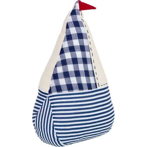 Tope de puerta barco de algodón azul 17x8x24h cm