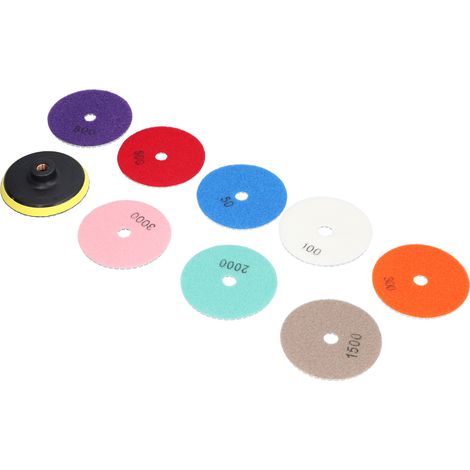 Lot de 9 disques abrasifs diamantés 4 pouces pour meulage, ponçage et polissage multi-surfaces. (1/5)