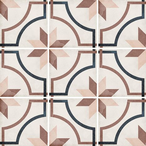 Carrelage grès cérame effet carreau ciment Art Nouveau Colour Embassy 20x20 cm Rose pastel - Mat - boîte de 1 m2