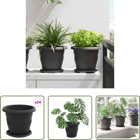 Kunststofftöpfe - Blumentöpfe 24 pcs Schwarz Ø 26 x 21,5 cm Kunststoff (1/5)