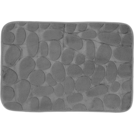 Paillasson en flanelle, tapis en forme de pavé, doux et absorbant, antidérapant, tapis de salle de bain gris, idéal pour cuisine, salon, chambre et entrée.