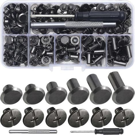 Chicago-Schrauben und Ledernieten, Größe M5, Chicago-Schrauben mit Kantenversiegelung für PU-Gürtelverzierungen (110 Stück pro Packung) B
