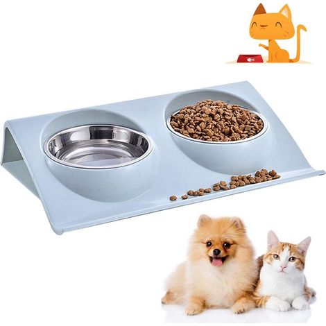 Kaelt - Gamelle pour Chien et Chat, Antidérapante Gamelle pour Chat et Chien, Bol pour Chien Chat Chaton Chiot, Gamelle pour Chat Chien Double Inoxydable Bol en Acier Inoxydable Base Antidérapante (1/5)