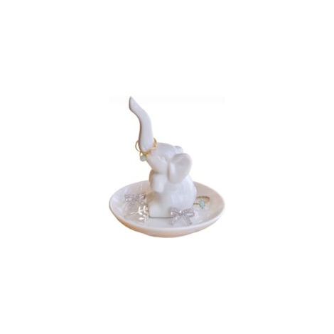 Plateau à bijoux avec éléphant, coloris blanc, coupelle pour bagues et accessoires (1/5)