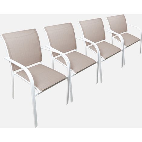 Silla de jardín de aluminio y textileno, set de 4 (1/5)
