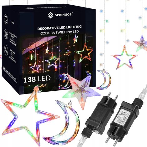 STERNENVORHANG WEIHNACHTSBAUM 138LED LICHTERKETTE 4,9m STROM MULTICOLOR