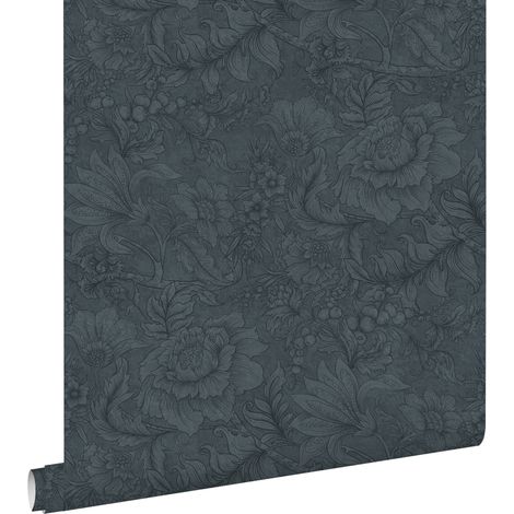 papier peint fleurs bleu foncé - ESTAhome (1/5)