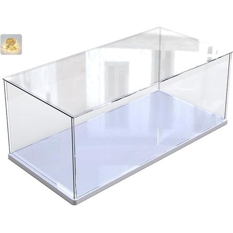 Acrylic Display Case for Collection for 10330 10295 10337 10353 43268 76450 42176 42160 10300 75435 Figure Car, Thickened Plexiglass Box Transparent LED Display Case, White Interior 15.7 x 7.0 9 x 7.9 (1/4)