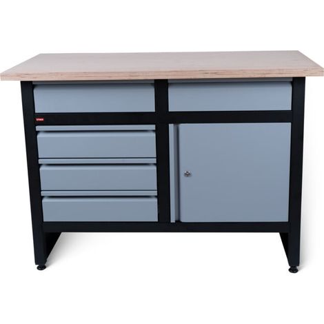 Établi STIER Basic, avec 5 tiroirs, gris (1/3)