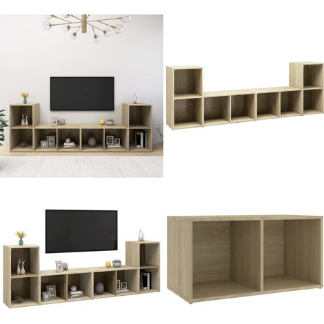 TV-Schränke 4 Stk. Sonoma-Eiche 72x35x36,5 cm Holzwerkstoff - Wohnzimmer - Holzschrank (1/5)