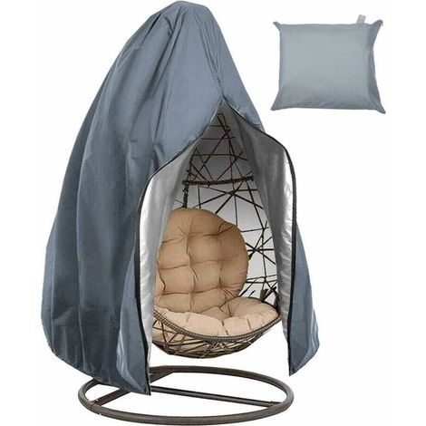Housse de Chaise Suspendue, Housse de Chaise Suspendue, Housse de Chaise Oeuf, Housse de Meuble Imperméable avec Fermeture à Glissière, 190x115cm(Gris) (1/4)
