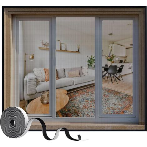 60x90cm Moustiquaire Fenetre, Moustiquaire Fenêtre Moustiquaire Lavable Moustiquaire Fine Anti-insectes avec Rubans Adhésifs sans Percage - Noir (1/5)