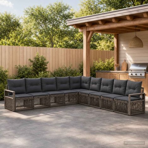 Set Divano da Giardino 9 pcs Grigio polyrattan vidaXL (1/5)
