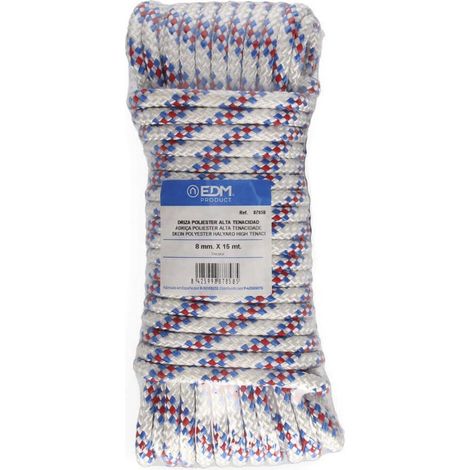 MADEJA 15m DRIZA POLIESTER ALTA TENACIDAD TRICOLOR. CALIBRE 8mm EDM