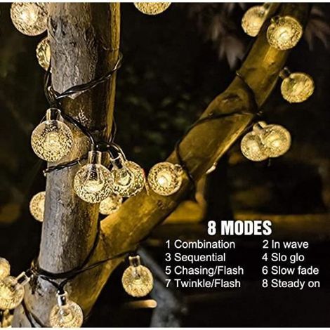Lampion d'extérieur - - 39ft - 100 LED - Solaire - Étanche IP65 - Blanc chaud (1/4)