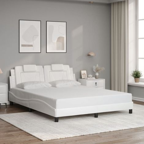 Cadre de lit sans matelas-Structure de lit blanc 160x200 cm similicuir 293006 (1/5)