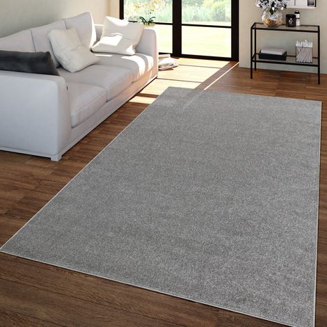 Tapis de salon à poils courts, uni, design moderne et intemporel 80 cm x 150 cm x 12 mm, Anthracite, Läufer
