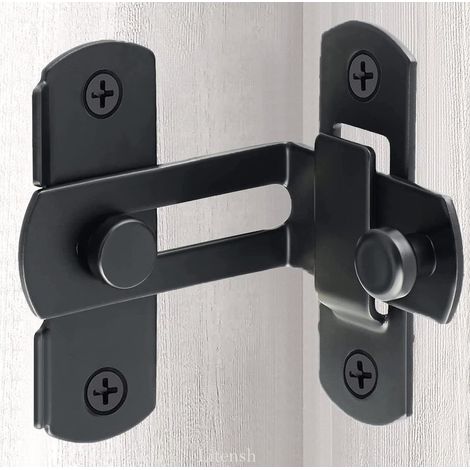 90 Degree Right Angle Sliding Door Lock, Stainless Steel Sliding Door Lock with Door Catch, Security Lock for Door, Window, Wine Cabinet, Garden, Black (1/5)