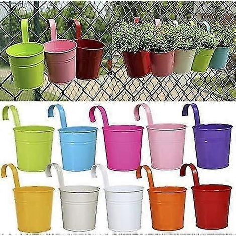 (10 pièces) Pots de fleurs suspendus en métal pour balcon, jardin et décoration intérieure (1/5)
