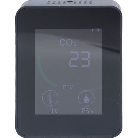 Moniteur de Qualité d'Air Bluetooth CO2 TVOC avec Stockage 60 Jours, Mesure Humidité Température, Alimentation USB, Noir (1/5)
