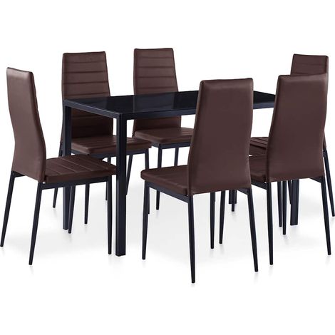 vidaXL Conjunto de mesa y sillas de comedor 7 piezas marrón (1/5)