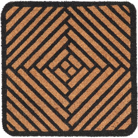 Paillasson carré en fibres de coco et caoutchouc 50 x 50 cm Abstrait (1/4)