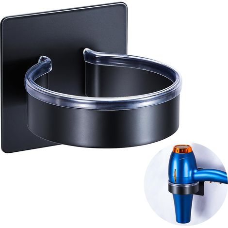 Support Seche Cheveux sans Percage, Porte Seche Cheveux Mural Autocollant, Support Mural Seche Cheveux en Acier Inoxydable, Accroche Seche Cheveux, Rangement Seche Cheveux Noir pour Salle de Bain (1/5)