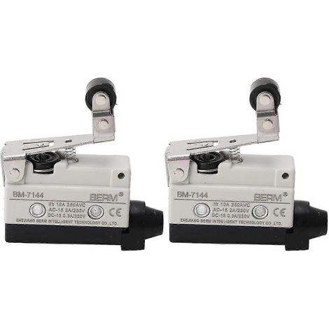 2 federbelastete Rollenhebel-Endschalter, NO+NC, 250VAC, für mechanische Geräte (1/4)