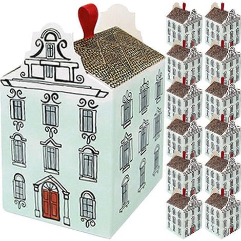 20 boîtes en papier en forme de maison, sacs cadeaux vides, boîtes à bonbons en forme de maison, boîtes d'emballage pour bonbons (1/5)