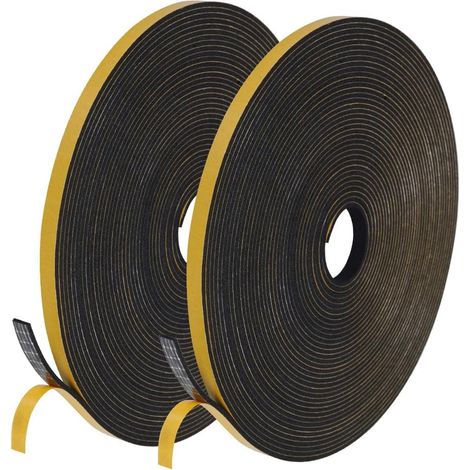 Fensterdichtung zur Kälteisolierung, selbstklebende Fenster- und Türdichtung, schalldämmende Fensterdichtung, Schaumstoff-Fensterdichtung (6 mm x 1,5 mm x 20 m, Schwarz)