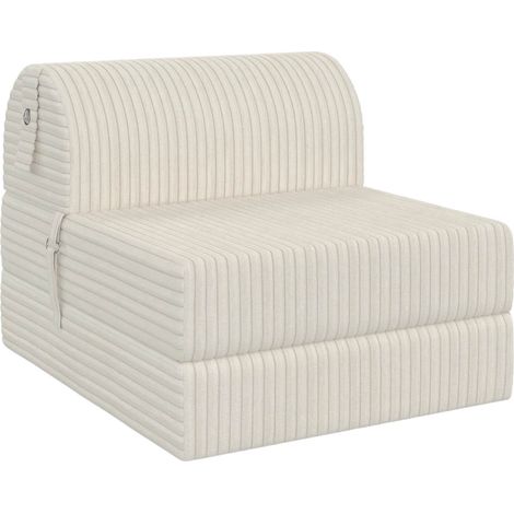 Idmarket – Chauffeuse convertible PALOMA en velours côtelé beige – Fauteuil moderne 2-en-1 – Dimensions pliée 70x60x50cm – Dépliée 170x60x13-24cm