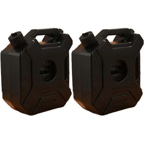 Bidon d'essence noir de 5 litres pour voiture et moto, réservoir de secours pour essence et huile, avec serrure et clé. (1/5)