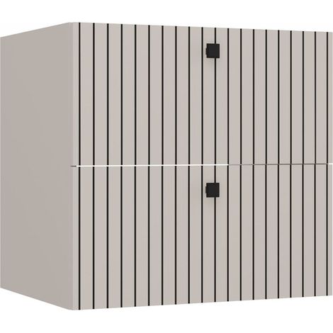 TIGO 60 2S - Meuble sous lavabo 2 tiroirs façade rainurée - 60x45.5x57 cm - Cachemire (1/5)