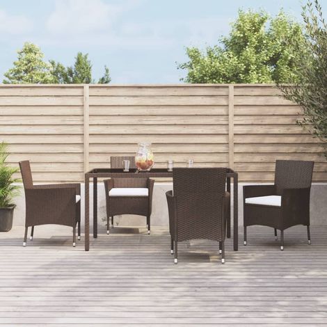 vidaXL Set da Pranzo da Giardino 5pz con Cuscini in Polyrattan (1/5)