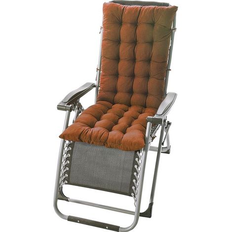 Coussin pour fauteuil inclinable Polyester imperméable UV résistant 125x48x8cm Marron clair avec sangles de fixation (1/4)