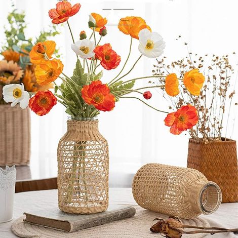 Vase Décoratif Centre de Table, Vases à Fleurs en Verre, Vases Hydroponique, Grand Vase pour Pampa, Fleur Arrangement Vasee Plante Pot pour Mariage, Bureau, Maison (10,5 x 20 x 7 cm) (1/5)