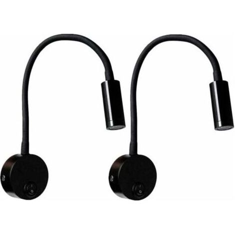 BUNTHAUS PA 2 Pièces Noire Lampe de lecture Murale 3W, Flexible Cou Réglable Applique Lampe de Bureau en Aluminium, Lampe de Chevet avec Interrupteur LED Soins des Yeux (1/3)