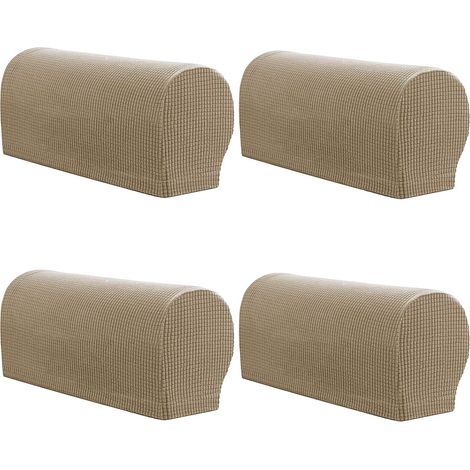 4 pièces Stretch Fauteuil Couch Accoudoir Housse Antidérapant Canapé Chaise Protecteur (Sable) (1/5)