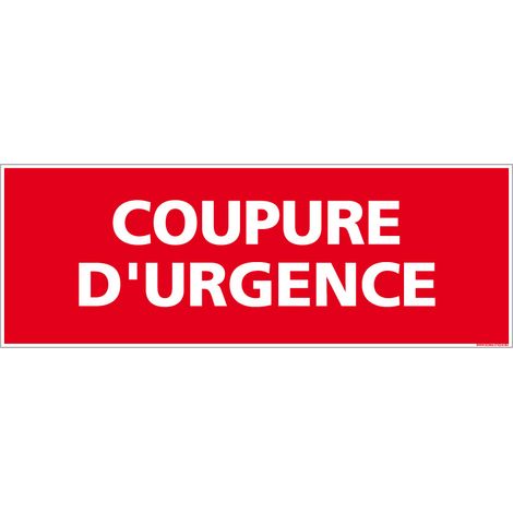 Panneau Coupure d'Urgence. Signalisation Sécurité Incendie. - Adhésif - 210 x 75 mm (1/5)