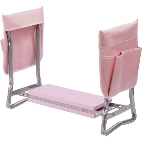 Relaxdays Ginocchiera/panca pieghevole imbottita con tasche 2-in-1, max 150 kg, rosa