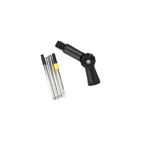 Tige de nettoyage télescopique multifonctionnelle à 180 degrés avec mécanisme pivotant en acier inoxydable - Convient pour plusieurs outils de nettoyage domestique - Tige d'extension pour le lavage