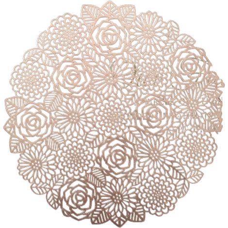 Placemat - PVC Souple - Isolant Thermique - Non Glissant - Pour Table Cuisine Café Fête - 38 x 38 cm - Or Argent Or Rose - 1 Pièce (1/5)
