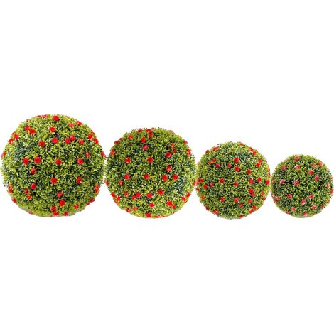 Boules de Fleurs Artificielles, Matériau PE Durable, Facile à Accrocher, Rouge, 57cm (1/2)