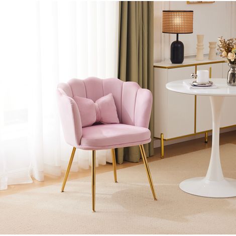 MEUBLIV Sessel 63x58x77 cm rosa – Samt, Blütenrücken, Schmetterlingskissen (1/5)