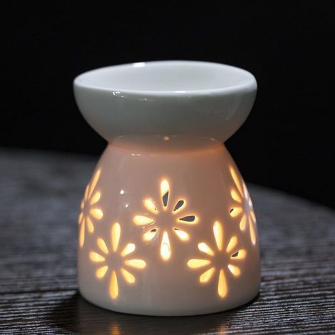 Bougie de Porcelaine Bruleur, Céramique Aroma Lampe avec Cuillère à Bougie pour Le Décor de Chambre de Salon de Cadeau de Pendaison de Crémaillère de Noël (1/5)