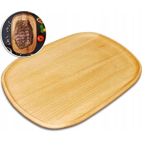 Holztablett, Servierplatte, großer Teller, Buche (1/5)
