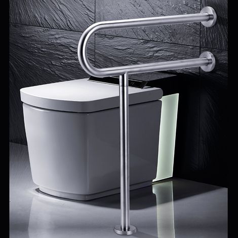 Haltegriffe für die Toilette Mano Edelstahl 304 Sicherheit für Senioren – Sicherheitsgriff aus Edelstahl 304 für Personen mit eingeschränkter Mobilität, 70 cm lang, Tragkraft 200 kg, ergonomische U (1/5)