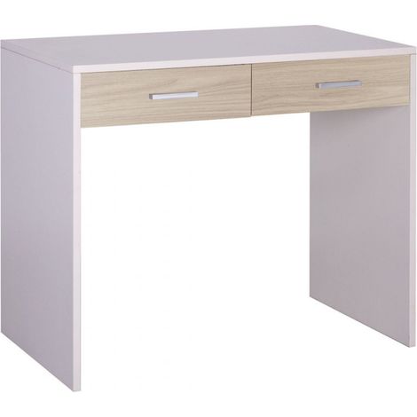 Escritorio con 2 cajones 91L x 55P x h76 – Acabado en Blanco Brillante y Olmo Claro – Sarmog