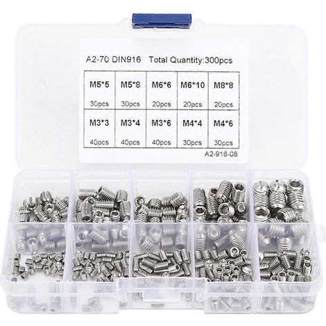 300-teiliges Set aus Innensechskantschrauben M3, M4, M5, M6 und M8 aus Edelstahl 304